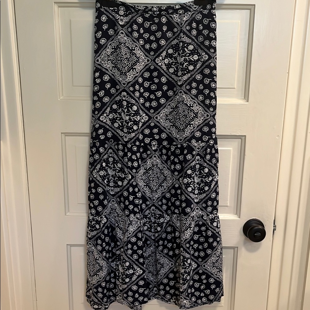 Navy and White bandana print skirt